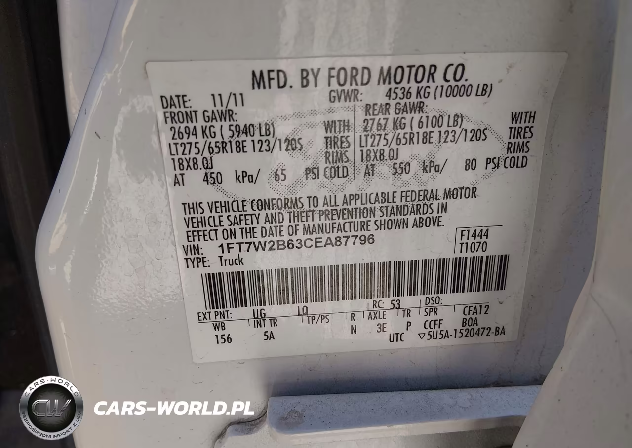 2012 Ford F-250 Lariat VIN:1FT7W2B63CEA87796 - 9