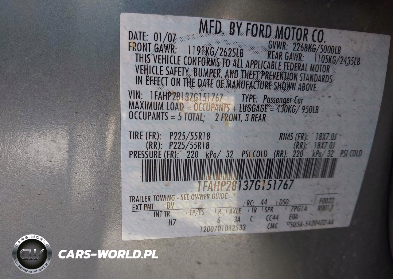 2007 Ford Five Hundred Limited VIN:1FAHP28137G151767 - 9