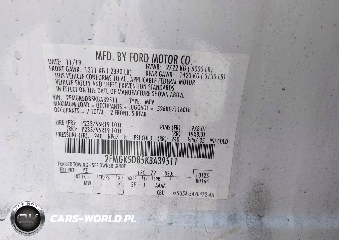 2019 Ford Flex Limited VIN:2FMGK5D85KBA39511 - 9