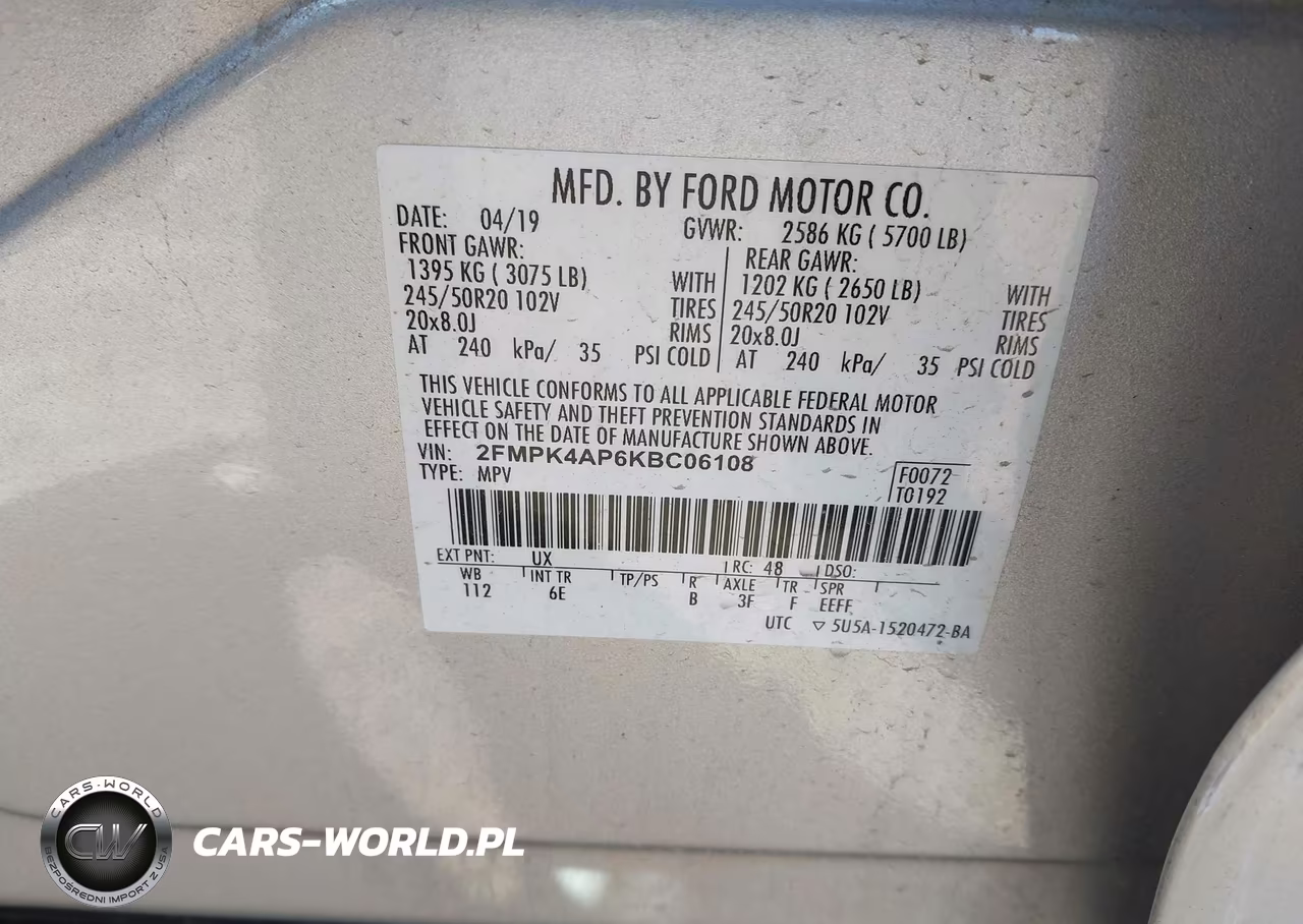 2019 Ford Edge St VIN:2FMPK4AP6KBC06108 - 9