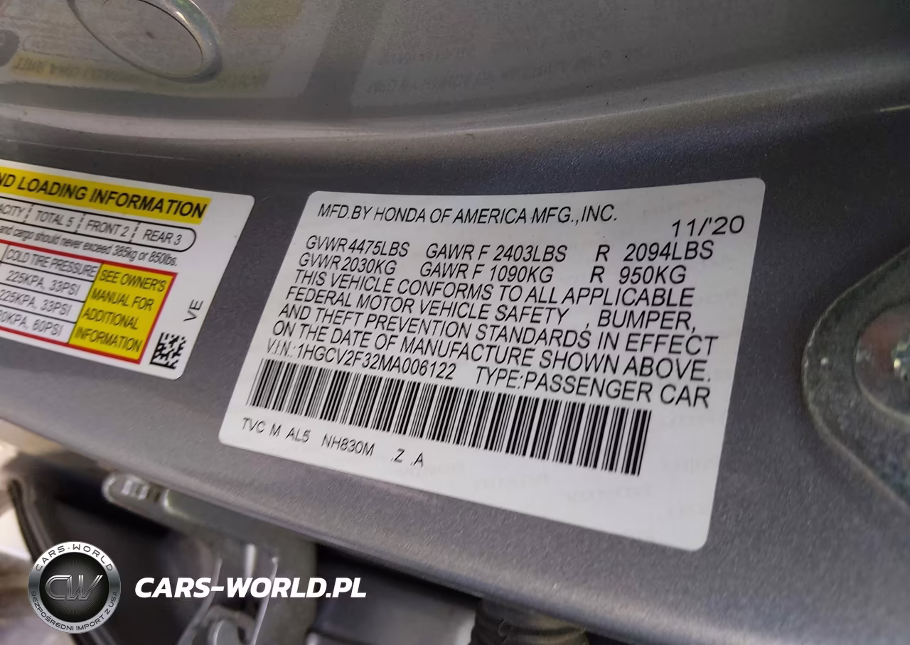 2021 Honda Accord Sport 2.0T VIN:1HGCV2F32MA006122 - 9