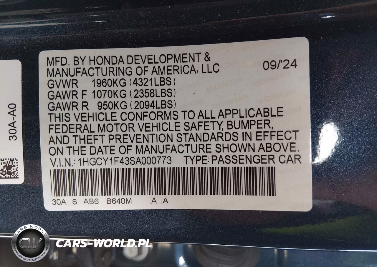 2025 Honda Accord Se VIN:1HGCY1F43SA000773 - 9