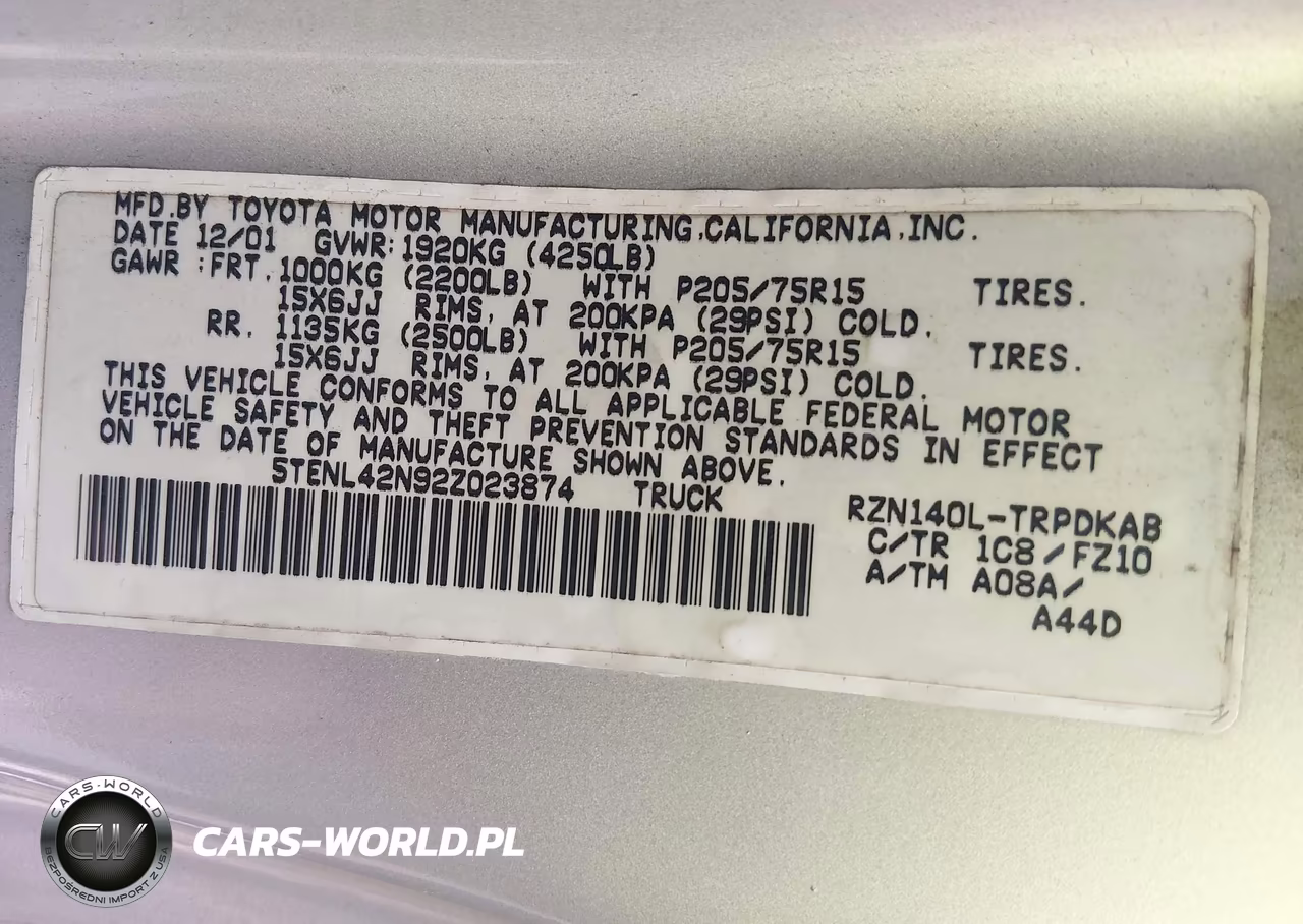2002 Toyota Tacoma VIN:5TENL42N92Z023874 - 9