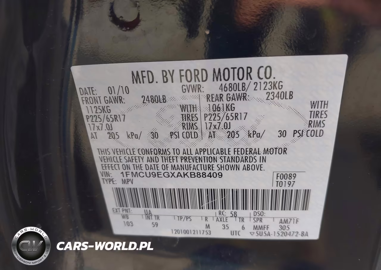 2010 Ford Escape Limited VIN:1FMCU9EGXAKB88409 - 9