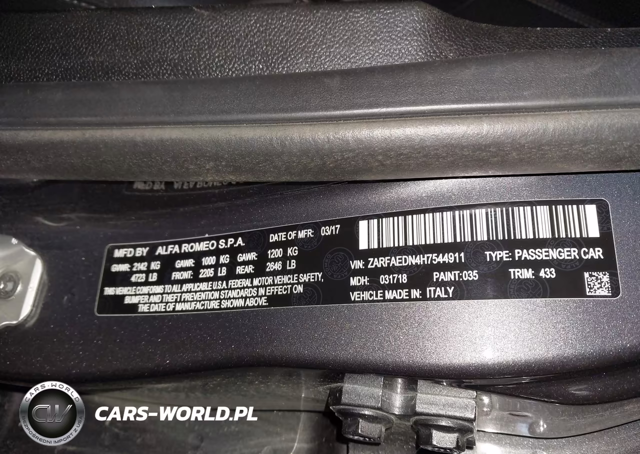 2017 Alfa Romeo Giulia Awd VIN:ZARFAEDN4H7544911 - 9