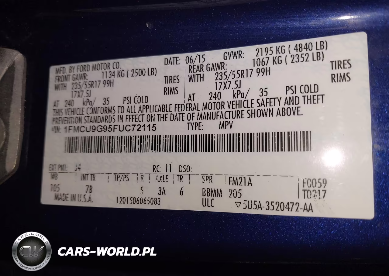 2015 Ford Escape Se VIN:1FMCU9G95FUC72115 - 9