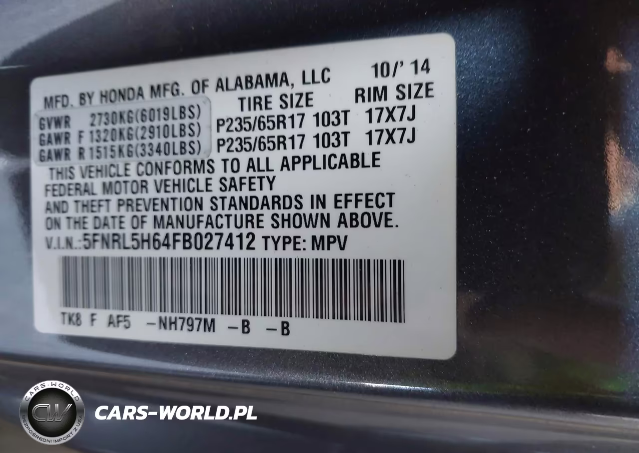 2015 Honda Odyssey Ex-L VIN:5FNRL5H64FB027412 - 9