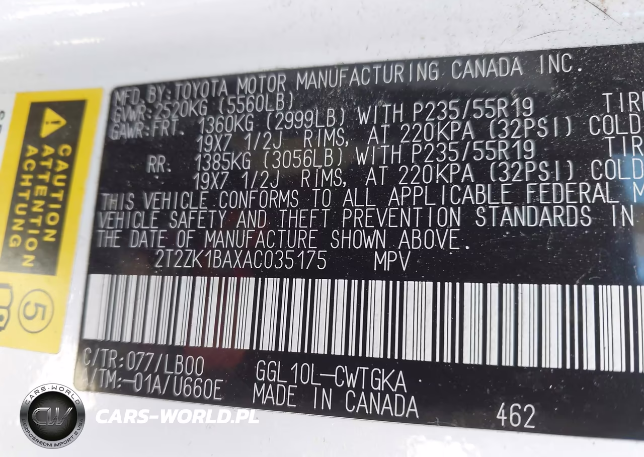 2010 Lexus Rx 350 VIN:2T2ZK1BAXAC035175 - 9