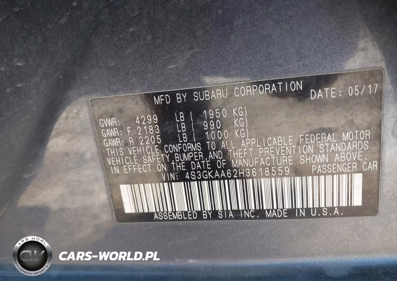 2017 Subaru Impreza 2.0I VIN:4S3GKAA62H3618559 - 9