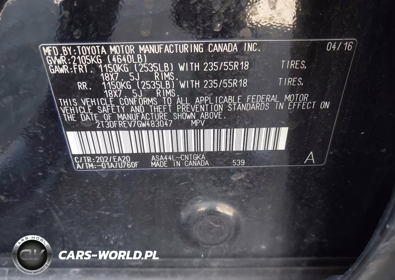2016 Toyota Rav4 Limited VIN:2T3DFREV7GW483047 - 9