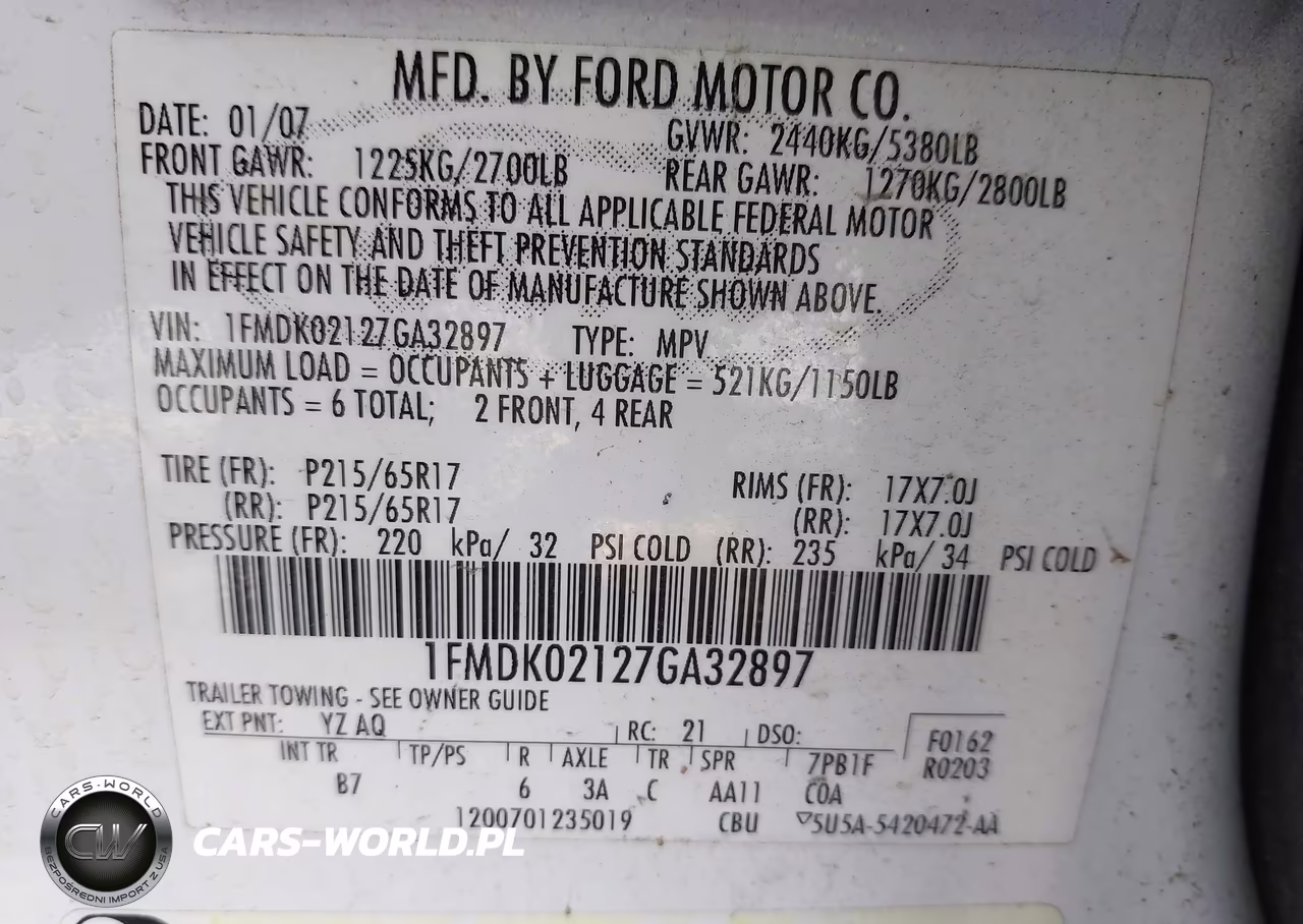 2007 Ford Freestyle Sel VIN:1FMDK02127GA32897 - 9