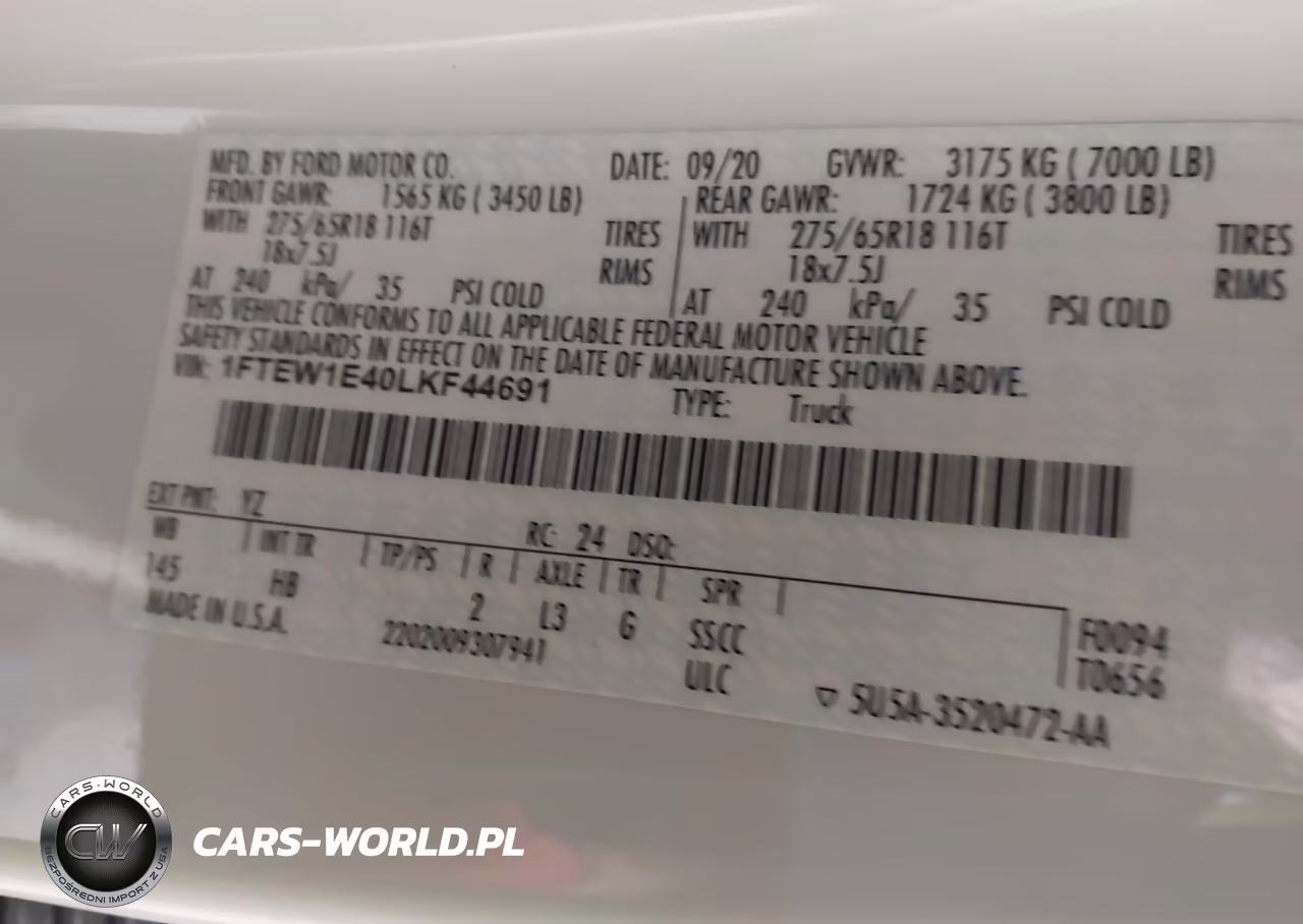 2020 Ford F-150 Lariat VIN:1FTEW1E40LKF44691 - 9