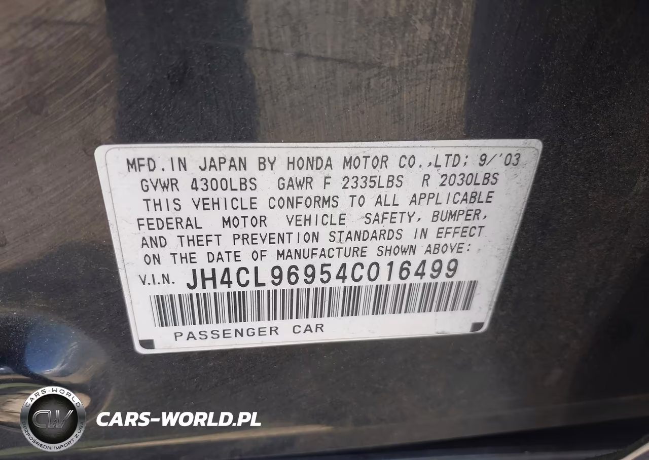 2004 Acura Tsx VIN:JH4CL96954C016499 - 9