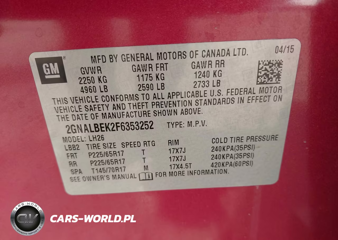 2015 Chevrolet Equinox 1Lt VIN:2GNALBEK2F6353252 - 9