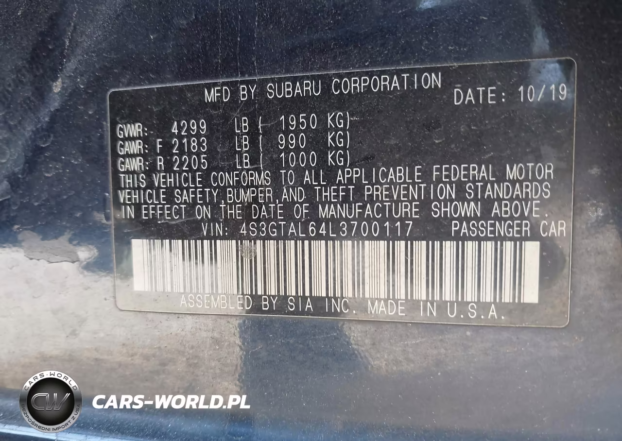 2020 Subaru Impreza Sport 5-Door VIN:4S3GTAL64L3700117 - 9