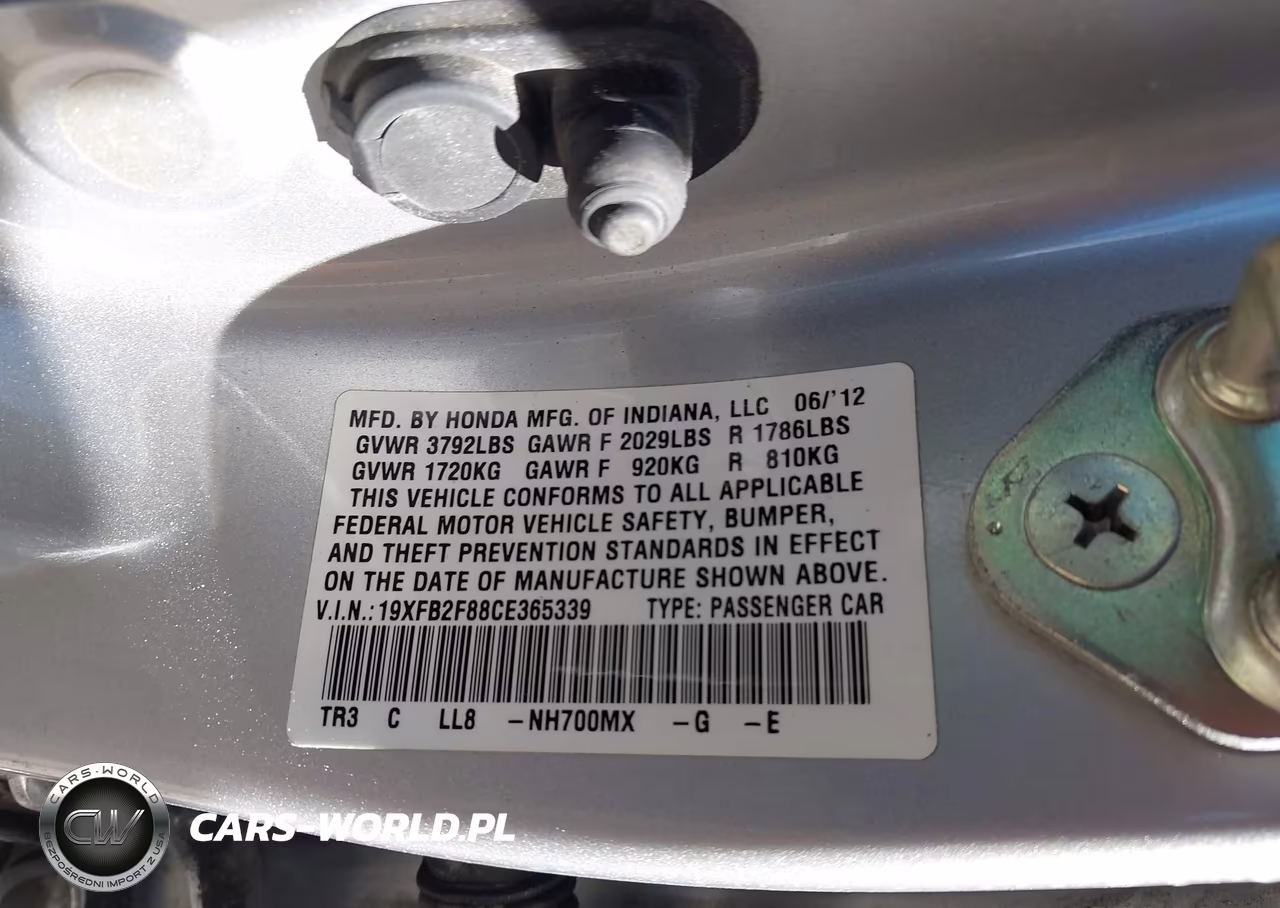 2012 Honda Civic Ex VIN:19XFB2F88CE365339 - 9