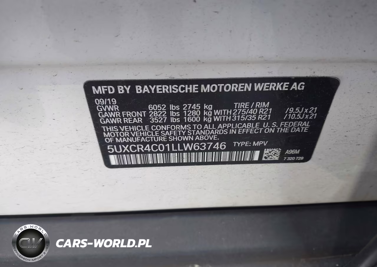 2020 BMW X5 Sdrive40I VIN:5UXCR4C01LLW63746 - 9