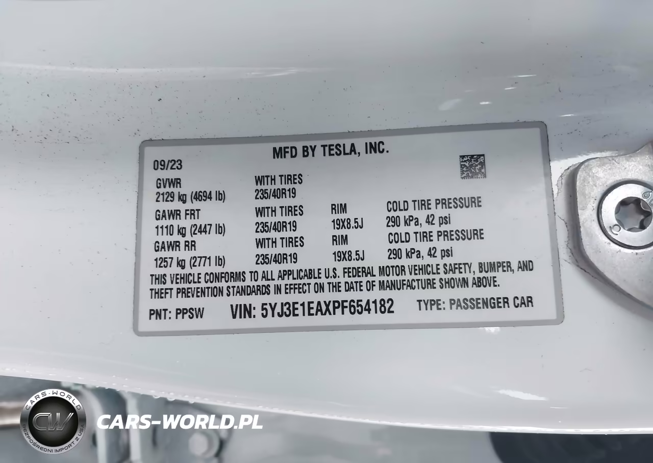 2023 Tesla Model 3 Rear-Wheel Drive VIN:5YJ3E1EAXPF654182 - 9