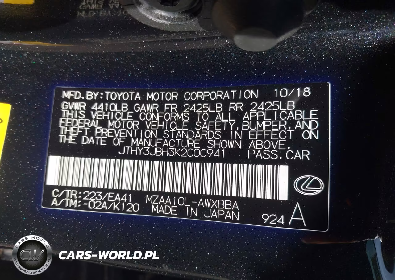2019 Lexus Ux 200 VIN:JTHY3JBH3K2000941 - 9