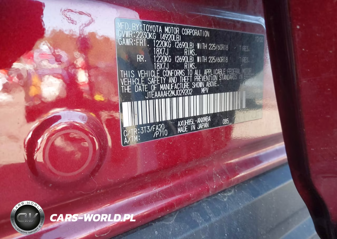 2021 Toyota Venza Le VIN:JTEAAAAH2MJ029202 - 9