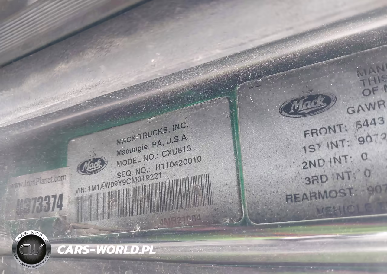2012 Mack 600 Cxu600 VIN:1M1AW09Y9CM019221 - 8
