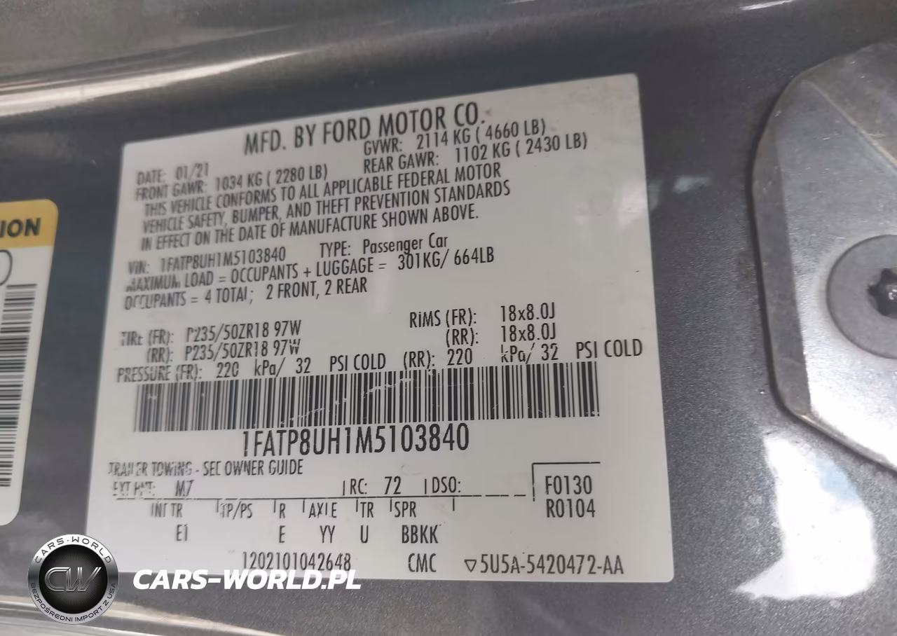 2021 Ford Mustang Ecoboost Premium VIN:1FATP8UH1M5103840 - 9