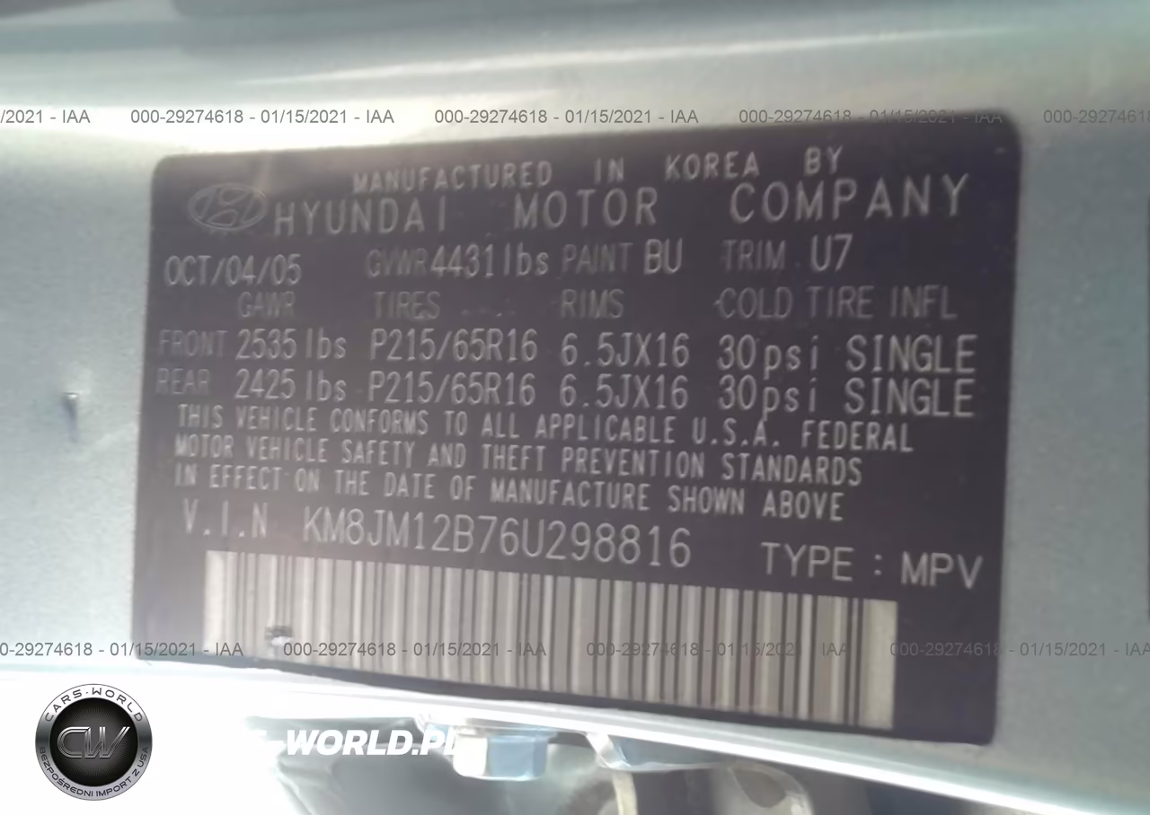 2006 Hyundai Tucson Gl VIN:KM8JM12B76U298816 - 9