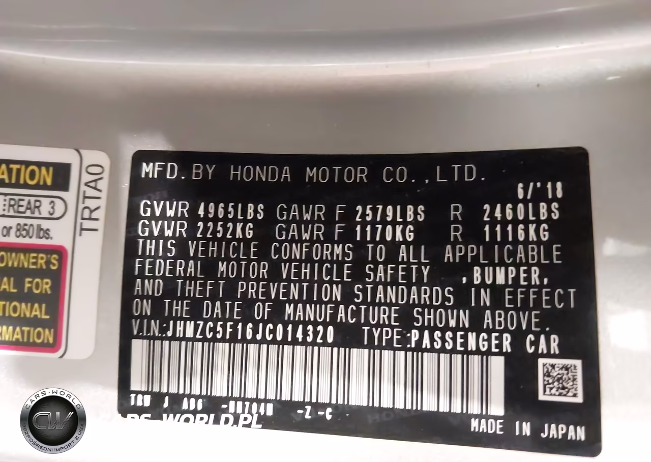 2018 Honda Clarity Plug-In Hybrid VIN:JHMZC5F16JC014320 - 9