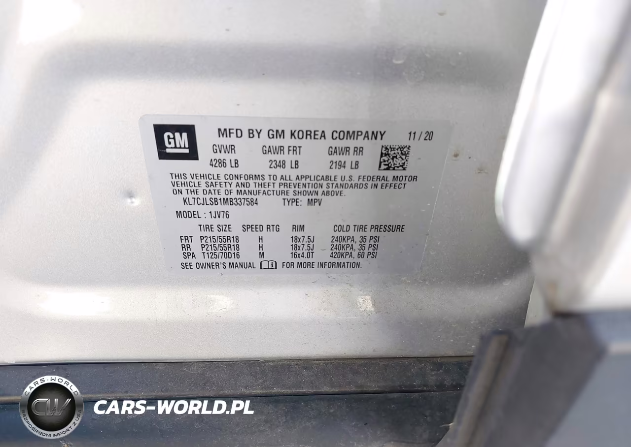 2021 Chevrolet Trax Fwd Lt VIN:KL7CJLSB1MB337584 - 9