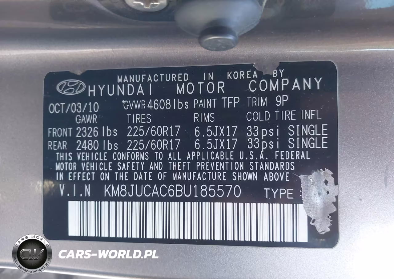 2011 Hyundai Tucson Gls VIN:KM8JUCAC6BU185570 - 9