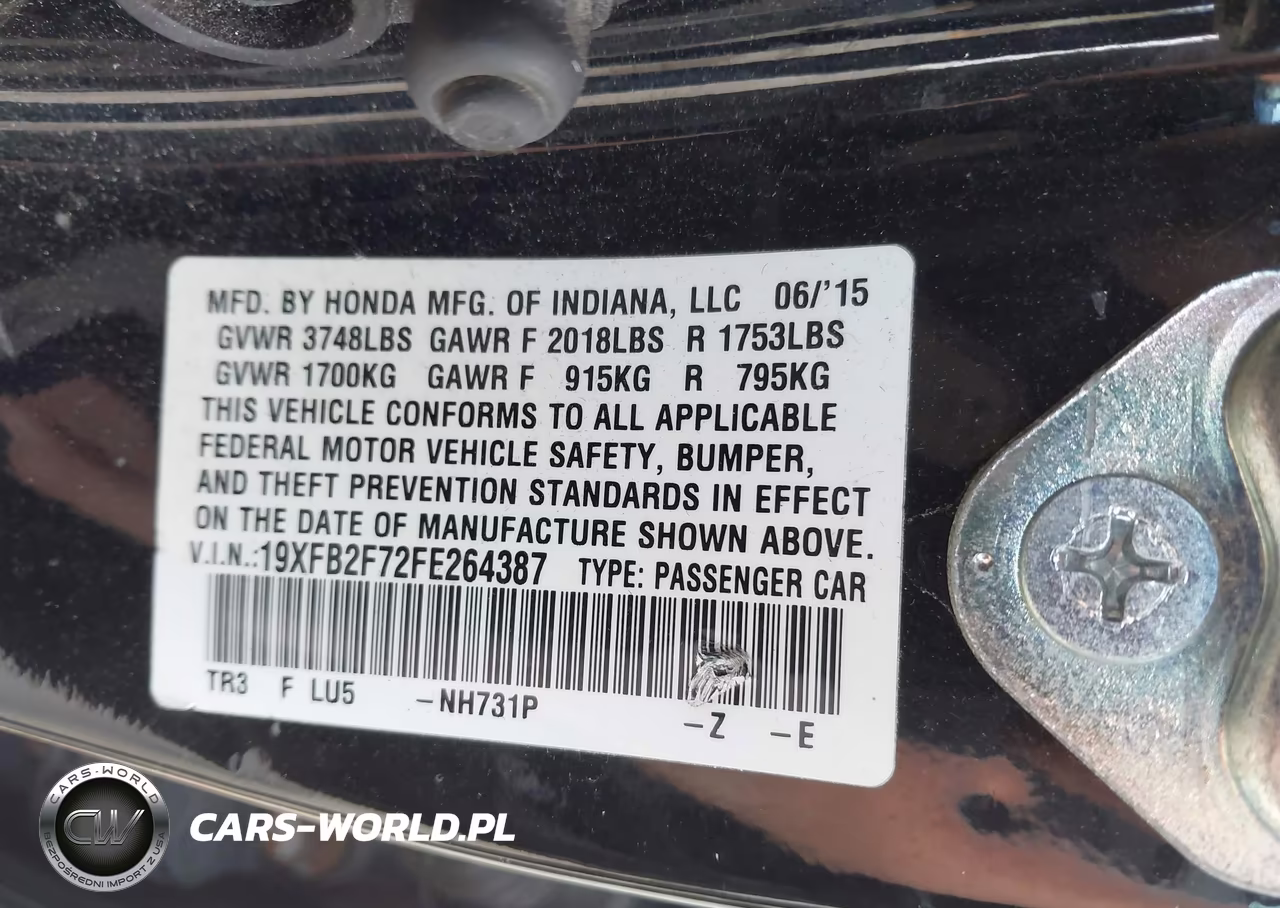 2015 Honda Civic Se VIN:19XFB2F72FE264387 - 9
