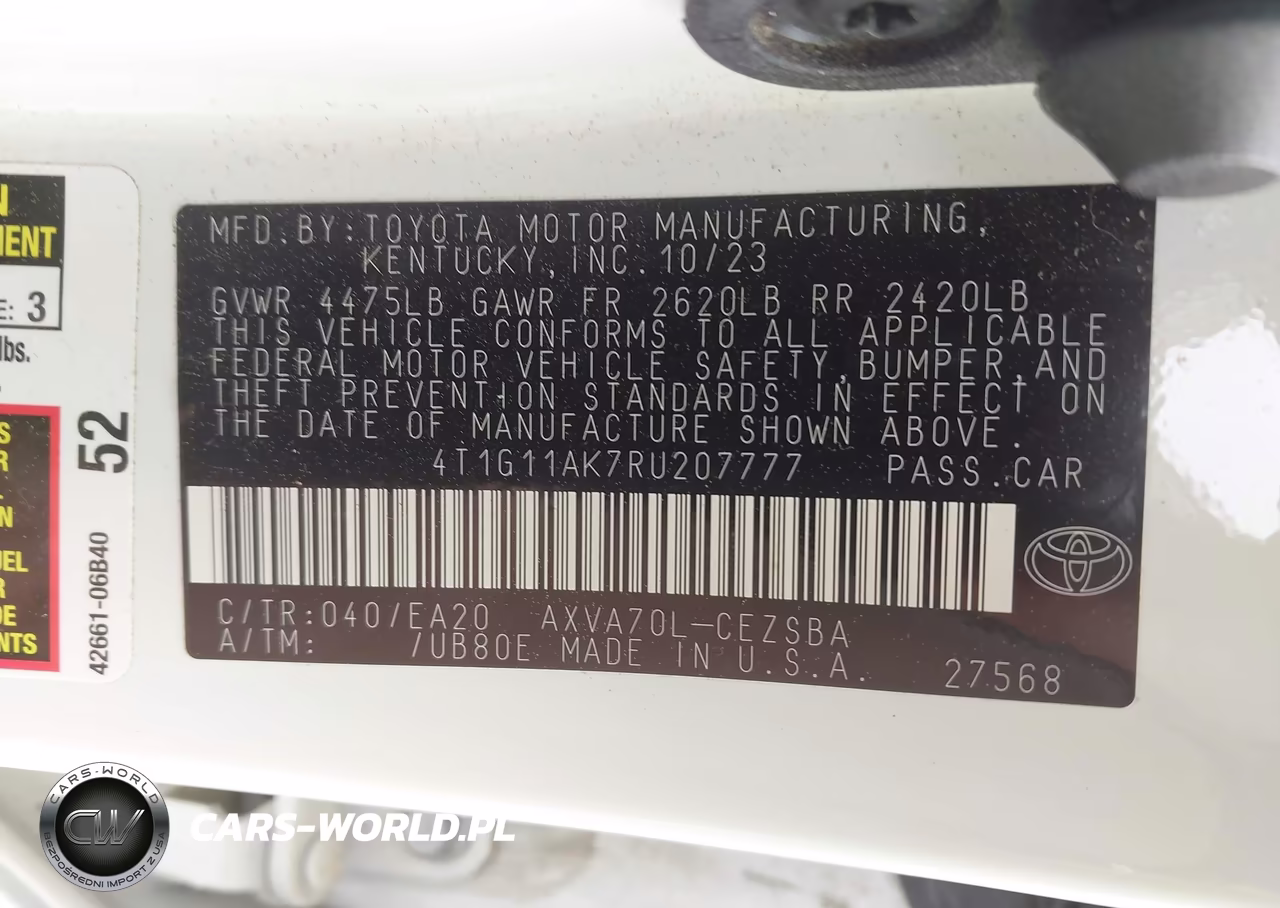 2024 Toyota Camry Se VIN:4T1G11AK7RU207777 - 9