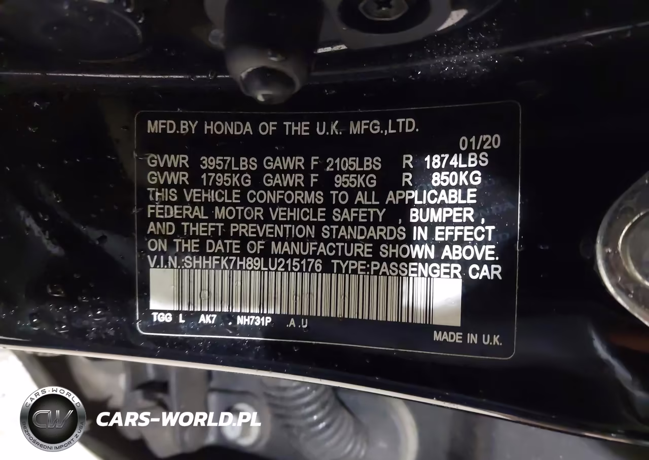 2020 Honda Civic Ex-L VIN:SHHFK7H89LU215176 - 9