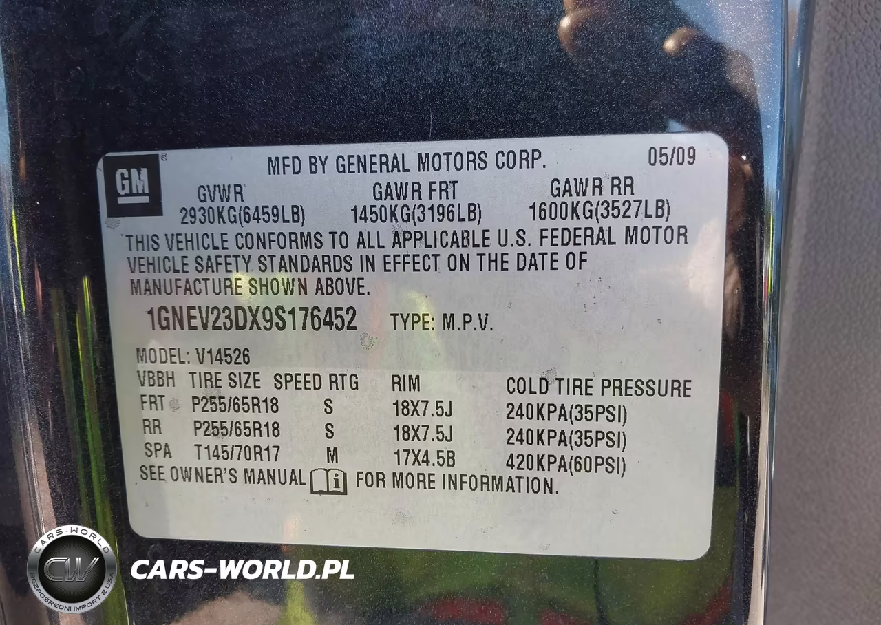 2009 Chevrolet Traverse Lt VIN:1GNEV23DX9S176452 - 9