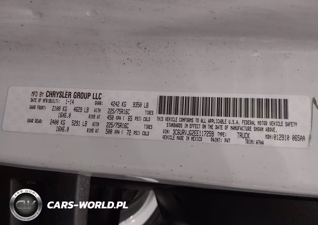 2014 Ram Promaster 3500 High Roof VIN:3C6URVJG2EE117259 - 9