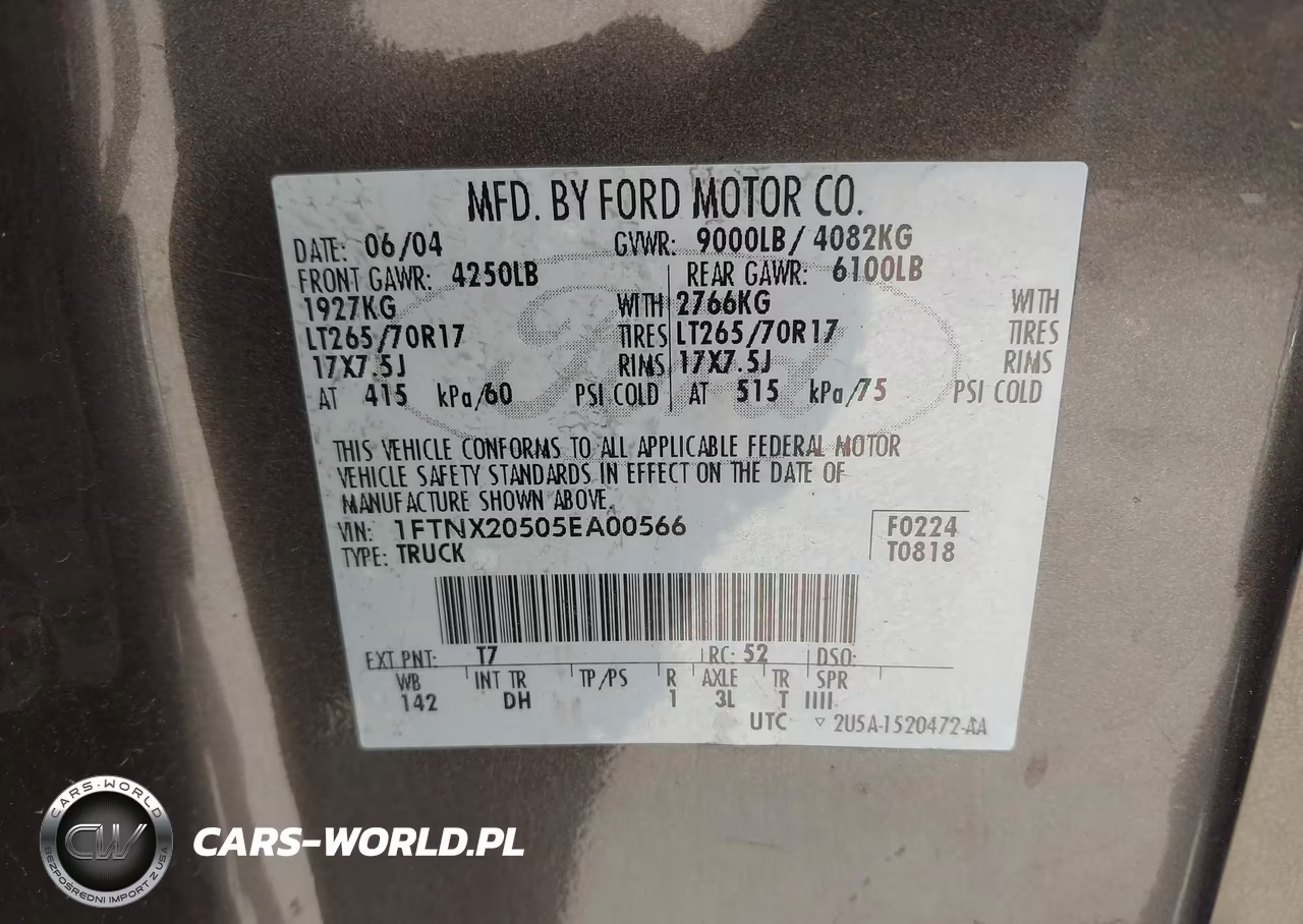2005 Ford F-250 VIN:1FTNX20505EA00566 - 9