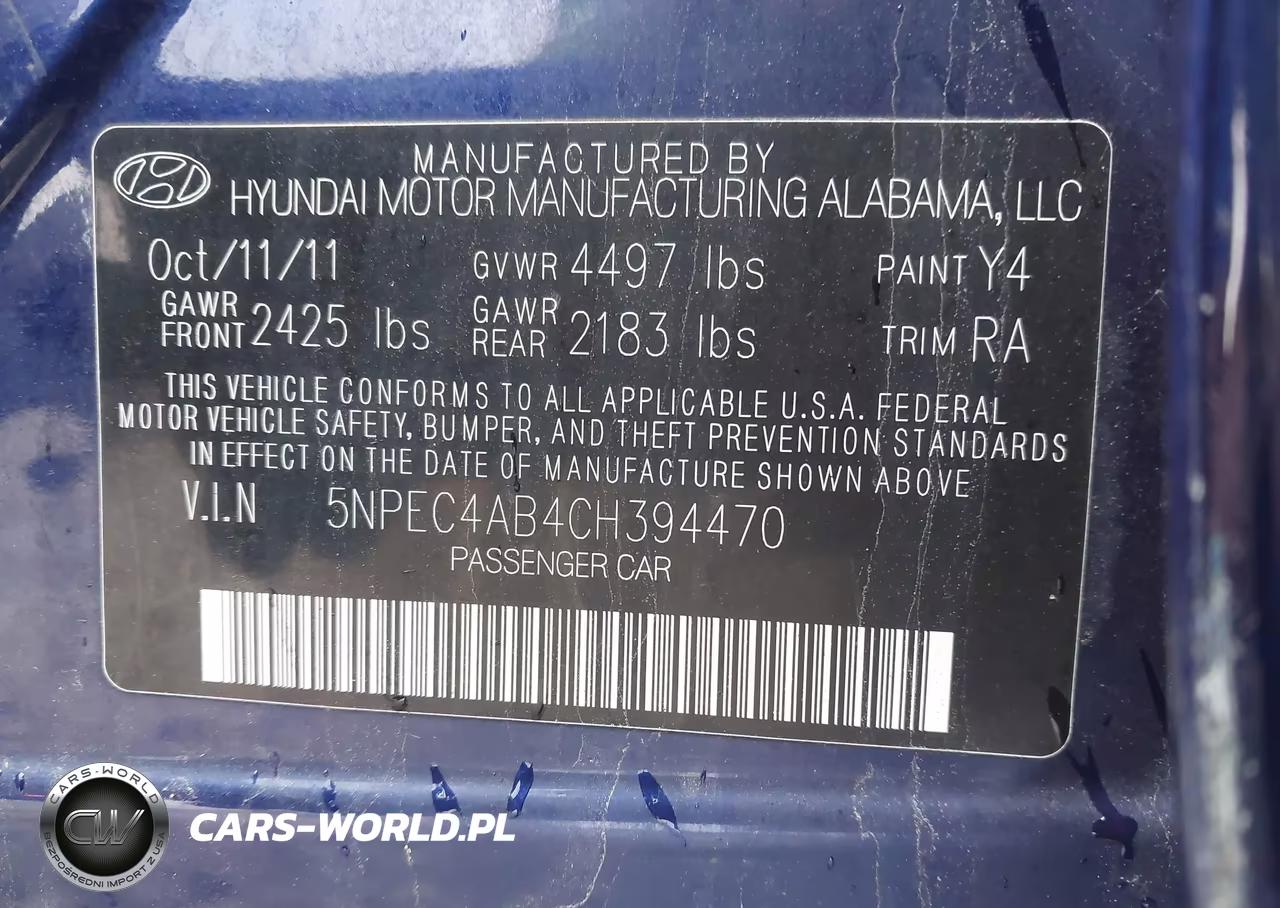2012 Hyundai Sonata Se 2.0T VIN:5NPEC4AB4CH394470 - 9