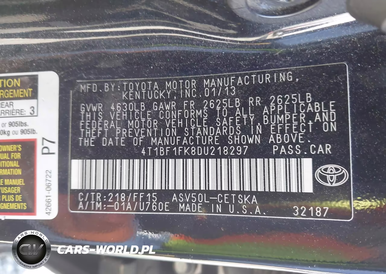 2013 Toyota Camry Se VIN:4T1BF1FK8DU218297 - 9