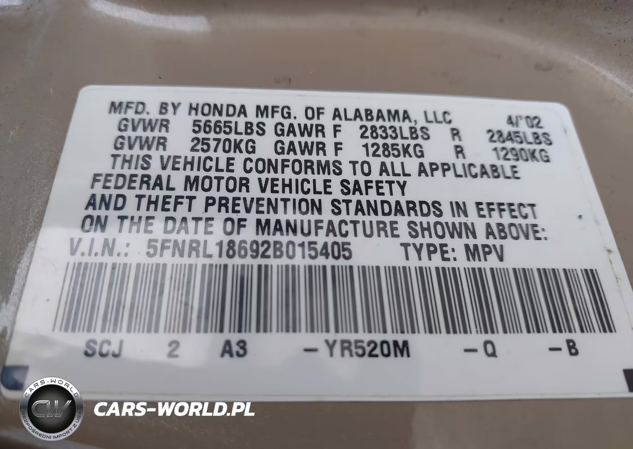 2002 Honda Odyssey Ex VIN:5FNRL18692B015405 - 9