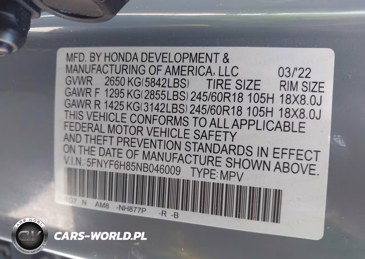 2022 Honda Pilot Awd Trailsport VIN:5FNYF6H85NB046009 - 9