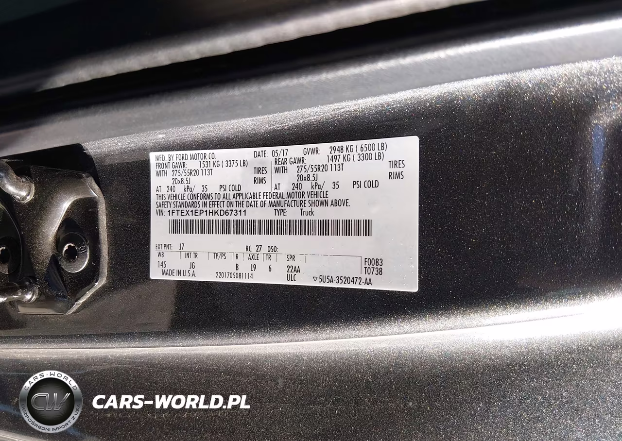 2017 Ford F-150 Xl VIN:1FTEX1EP1HKD67311 - 9