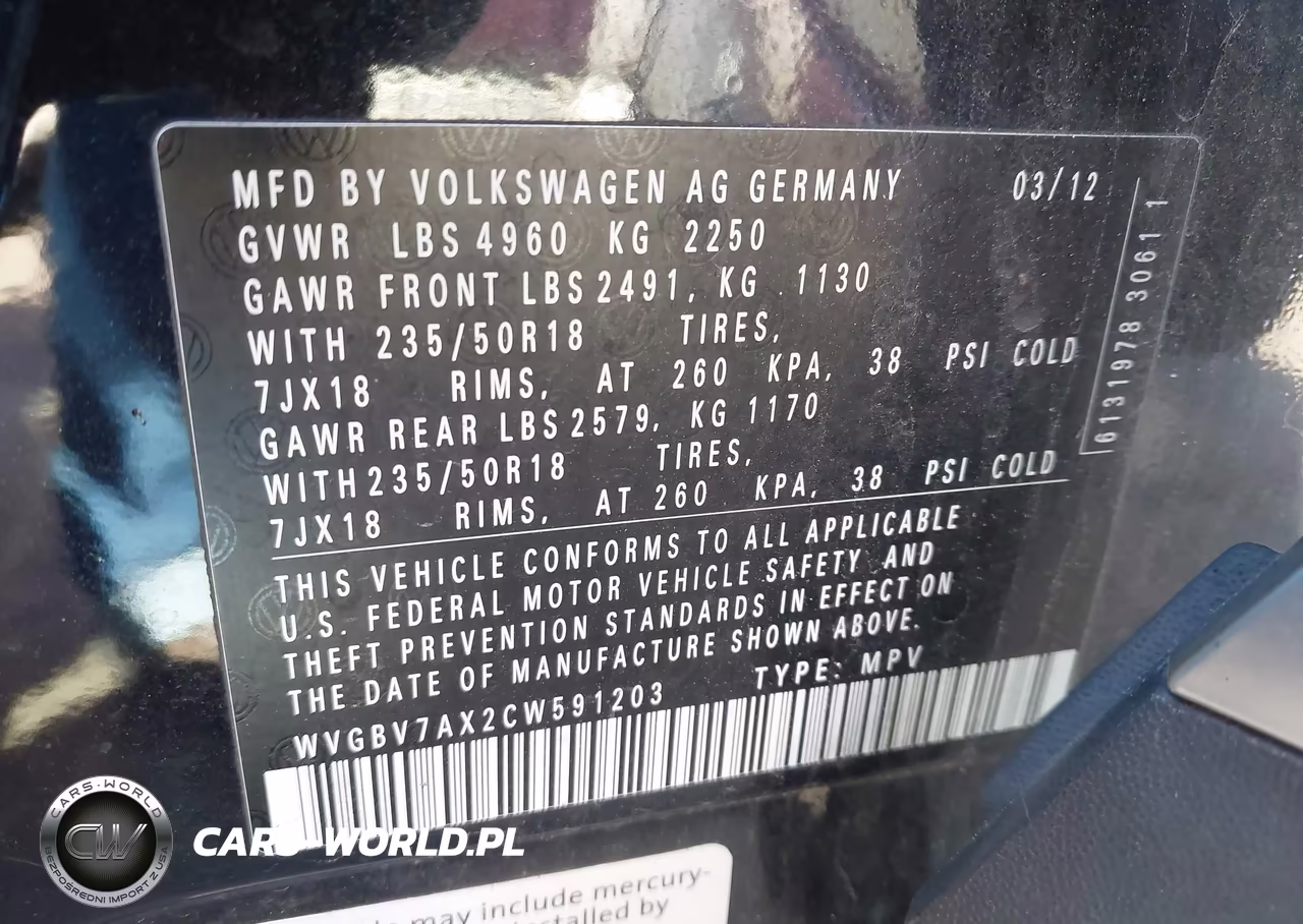 2012 Volkswagen Tiguan Se VIN:WVGBV7AX2CW591203 - 9