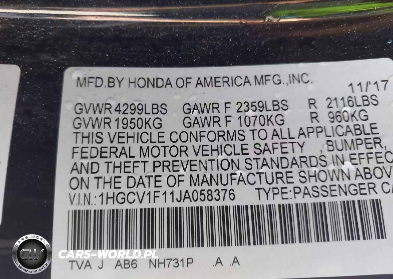 2018 Honda Accord Lx VIN:1HGCV1F11JA058376 - 9