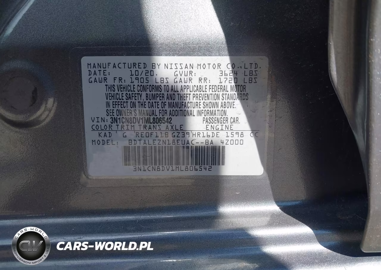 2021 Nissan Versa S Xtronic Cvt VIN:3N1CN8DV1ML806542 - 9