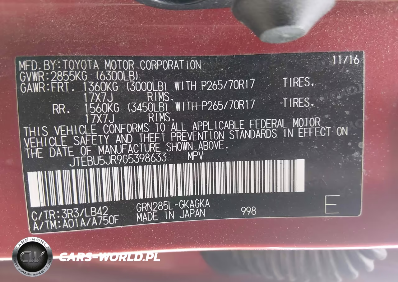 2016 Toyota 4Runner Sr5 Premium VIN:JTEBU5JR9G5398633 - 9