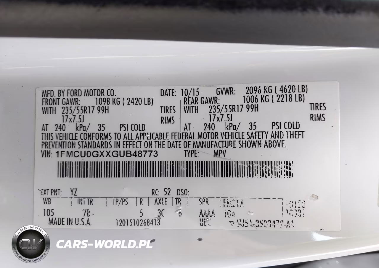 2016 Ford Escape Se VIN:1FMCU0GXXGUB48773 - 9