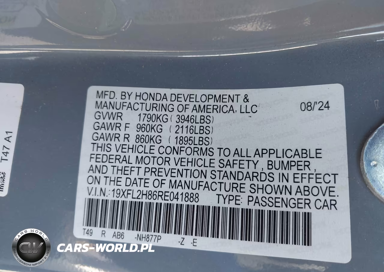 2024 Honda Civic Sport VIN:19XFL2H86RE041888 - 9