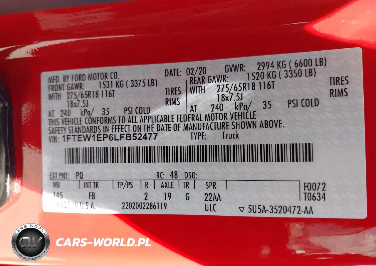 2020 Ford F-150 Xlt VIN:1FTEW1EP6LFB52477 - 9