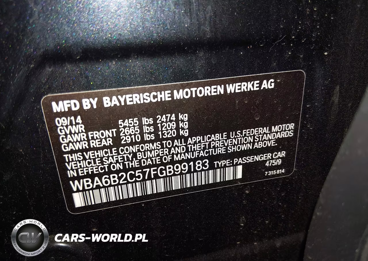 2015 BMW 650I Gran Coupe VIN:WBA6B2C57FGB99183 - 9