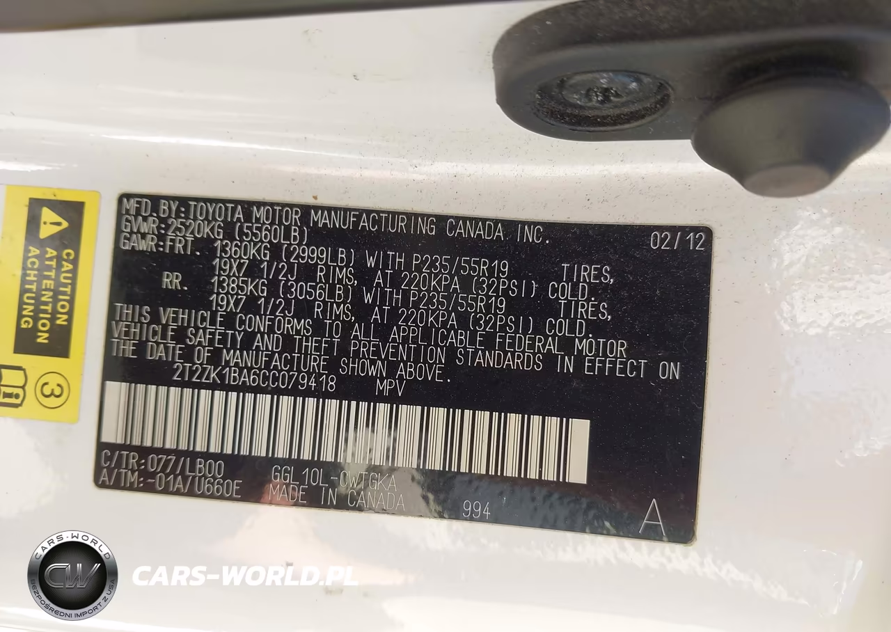 2012 Lexus Rx 350 VIN:2T2ZK1BA6CC079418 - 9